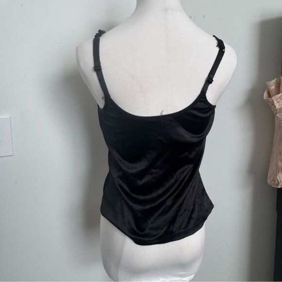 Vintage Black satin and lace Womens Top with built in bra goth whimsy fairy S - Picture 5 of 5